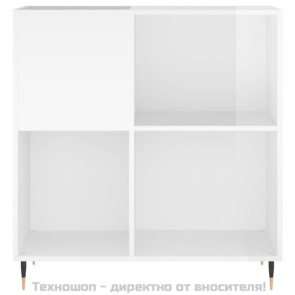 Шкаф за винилови плочи бял гланц 84,5x38x89 см инженерно дърво