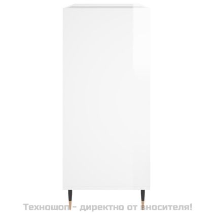 Шкаф за винилови плочи бял гланц 84,5x38x89 см инженерно дърво