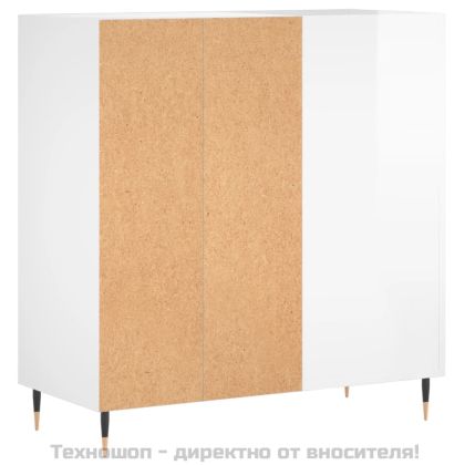 Шкаф за винилови плочи бял гланц 84,5x38x89 см инженерно дърво