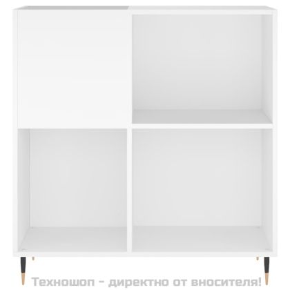 Шкаф за грамофонни плочи бял 84,5x38x89 см инженерно дърво
