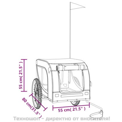 Ремарке за колело за любимци черно червено Оксфорд плат желязо