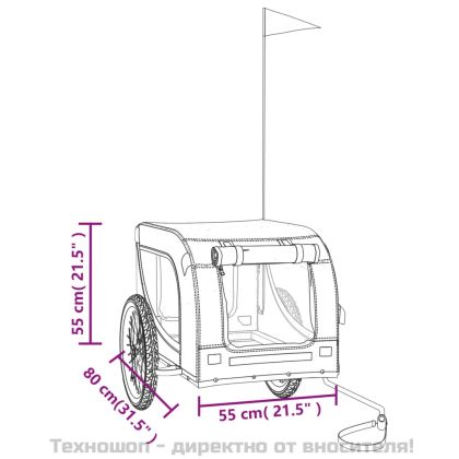 Ремарке за колело за любимци черно Оксфорд плат и желязо
