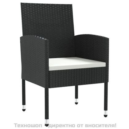 Градински трапезен комплект 9 части черен полиратан и стомана