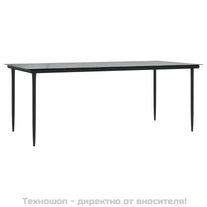 Градински трапезен комплект 9 части черен полиратан и стомана