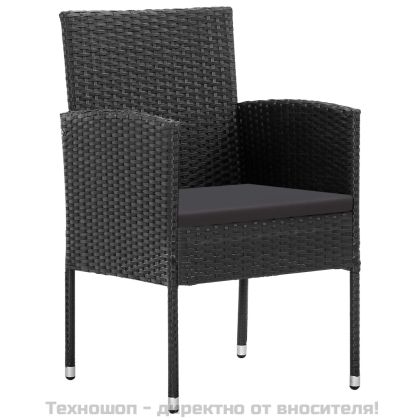 Градински трапезен комплект 5 части черен полиратан и стомана