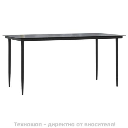 Градински трапезен комплект 5 части черен полиратан и стомана