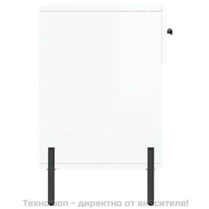 Пейка за обувки, бял гланц, 102x35x55 см, инженерно дърво