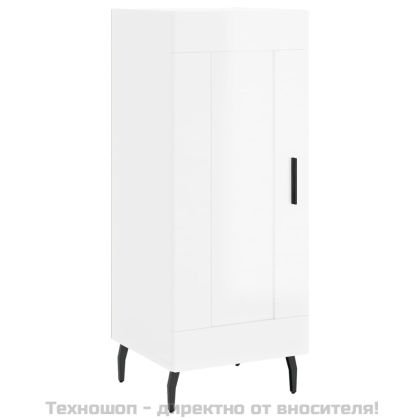 Сайдборд, бял гланц, 34,5x34x90 см, инженерно дърво