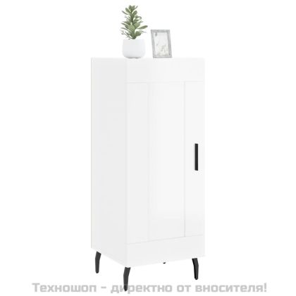 Сайдборд, бял гланц, 34,5x34x90 см, инженерно дърво