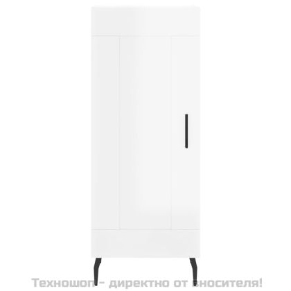 Сайдборд, бял гланц, 34,5x34x90 см, инженерно дърво