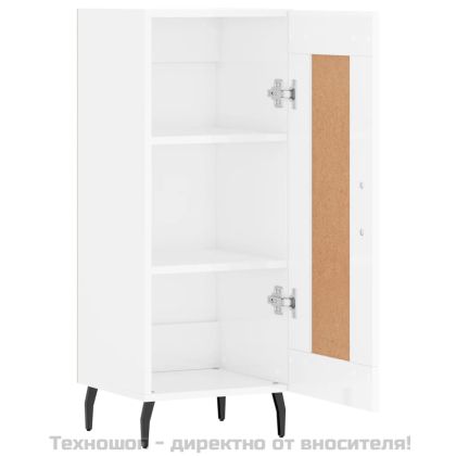 Сайдборд, бял гланц, 34,5x34x90 см, инженерно дърво