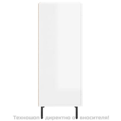 Сайдборд, бял гланц, 34,5x34x90 см, инженерно дърво