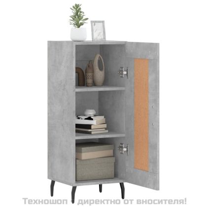 Сайдборд, бетонно сив, 34,5x34x90 см, инженерно дърво