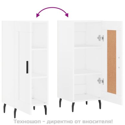 Сайдборд, бял, 34,5x34x90 см, инженерно дърво