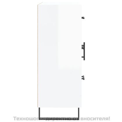 Сайдборд, бял гланц, 69,5x34x90 см, инженерно дърво