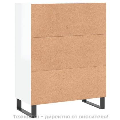 Сайдборд, бял гланц, 69,5x34x90 см, инженерно дърво