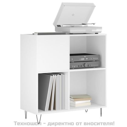 Шкаф за грамофонни плочи бял 84,5x38x89 см инженерно дърво