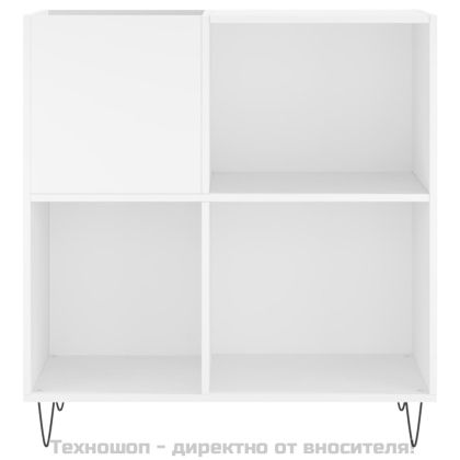 Шкаф за грамофонни плочи бял 84,5x38x89 см инженерно дърво
