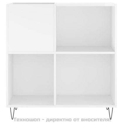 Шкаф за винилови плочи бял гланц 84,5x38x89 см инженерно дърво