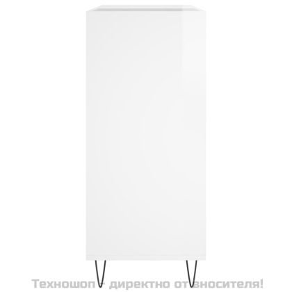 Шкаф за винилови плочи бял гланц 84,5x38x89 см инженерно дърво