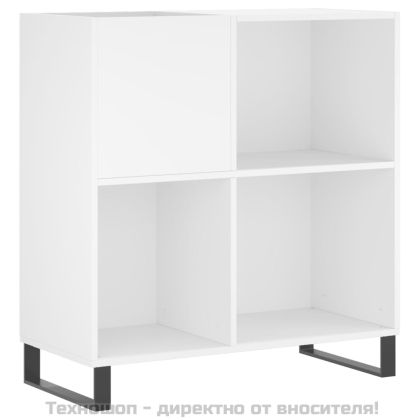 Шкаф за грамофонни плочи бял 84,5x38x89 см инженерно дърво