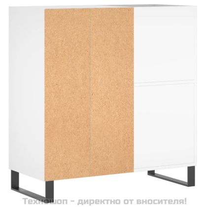 Шкаф за грамофонни плочи бял 84,5x38x89 см инженерно дърво