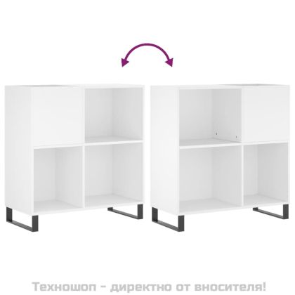 Шкаф за грамофонни плочи бял 84,5x38x89 см инженерно дърво