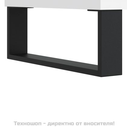 Шкаф за грамофонни плочи бял 84,5x38x89 см инженерно дърво