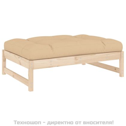 Градински комплект с възглавници, 6 части, дърво масив