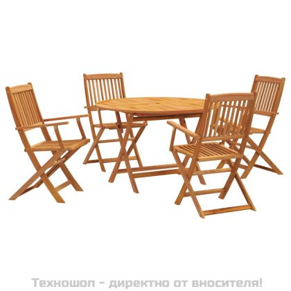 Градински трапезен комплект от 5 части, акациево дърво масив