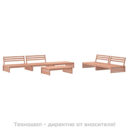 Градински комплект с възглавници, 6 части, дугласко дърво масив