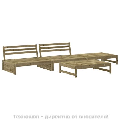 Градински лаундж комплект 4 части с възглавници импрегниран бор