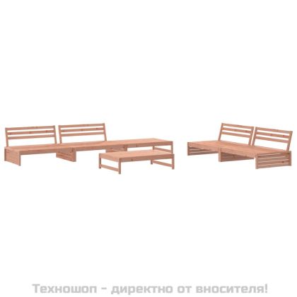 Градински комплект с възглавници, 6 части, дугласко дърво масив