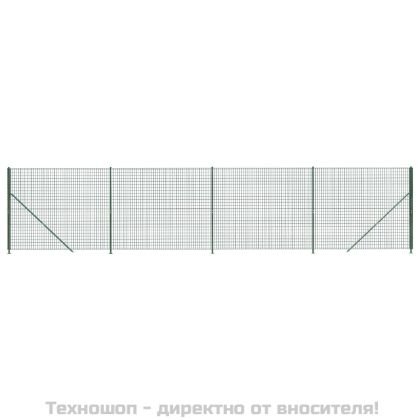 Плетена оградна мрежа с фланец, зелена, 1,8x10 м