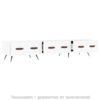 ТВ шкаф, бял, 150x36x30 см, инженерно дърво