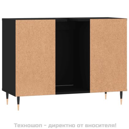 Шкаф за баня, черен, 80x33x60 см, инженерно дърво