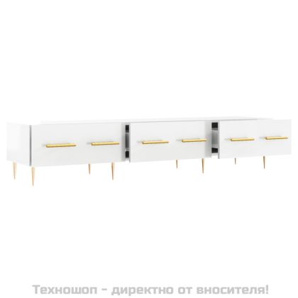 ТВ шкаф, бял гланц, 150x36x30 см, инженерно дърво