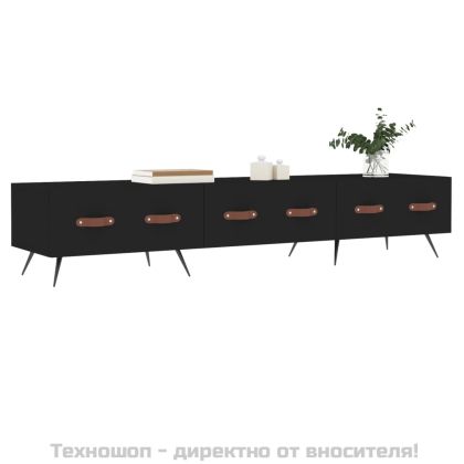 ТВ шкаф, черен, 150x36x30 см, инженерно дърво