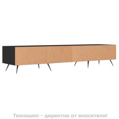 ТВ шкаф, черен, 150x36x30 см, инженерно дърво
