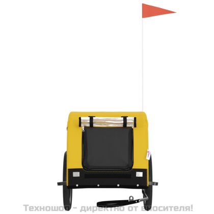 Ремарке за колело за любимци жълт и черен Оксфорд плат и желязо