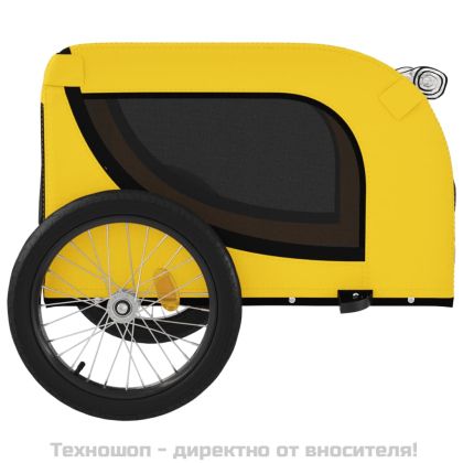 Ремарке за колело за любимци жълт и черен Оксфорд плат и желязо