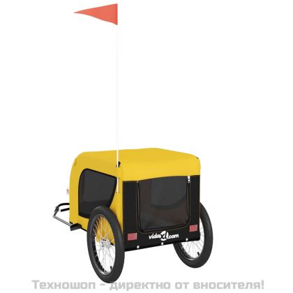 Ремарке за колело за любимци жълт и черен Оксфорд плат и желязо
