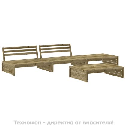 Градински лаундж комплект 4 части с възглавници импрегниран бор
