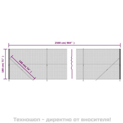 Плетена оградна мрежа с фланец, зелена, 1,8x25 м