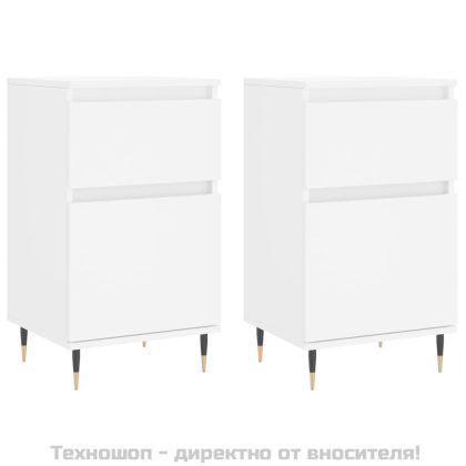 Бюфети, 2 бр, бели, 40x35x70 см, инженерно дърво