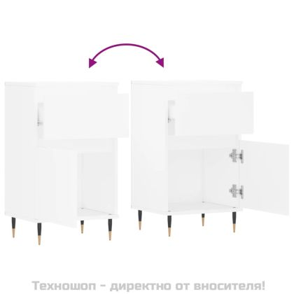 Бюфети, 2 бр, бели, 40x35x70 см, инженерно дърво