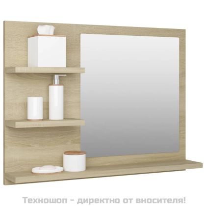 Огледало за баня, дъб сонома, 60x10,5x45 см, инженерно дърво