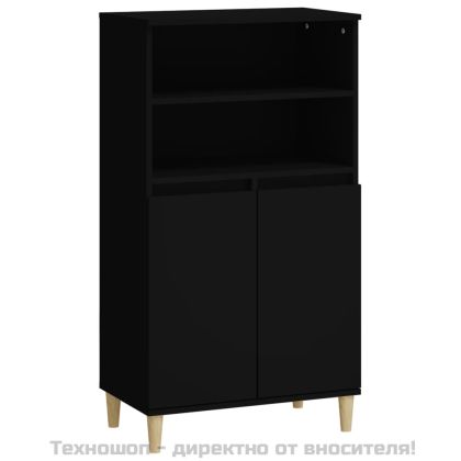 Висок шкаф, черен, 60x36x110 см, инженерно дърво