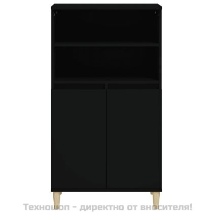 Висок шкаф, черен, 60x36x110 см, инженерно дърво