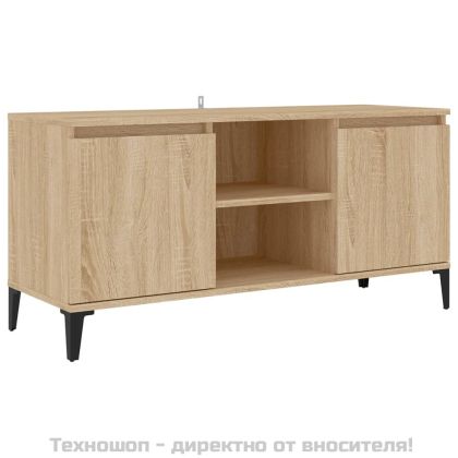 ТВ шкаф с метални крака, сонома дъб, 103,5x35x50 см
